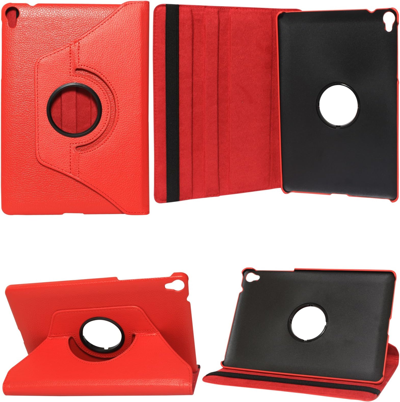 DMG HTC Nexus 9 Case, 360 Degree Rotating Stand Case Cover with Auto Sleep/Wake Feature for HTC Nexus 9 (Red)