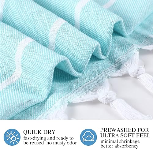 Miniatura 3 de Moukeren 6 toallas de playa turcas de 35 x 71 pulgadas, toallas de viaje de algodón turco de secado rápido, toallas de playa grandes, toallas turcas