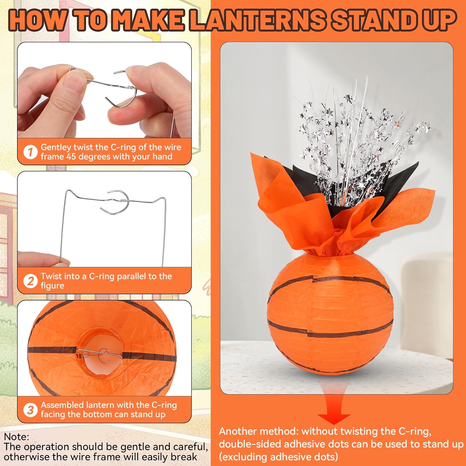 36 Pieces Basketball Paper Lanterns Centerpieces Decorations Basketball Lanterns Table Centerpieces with Metallic Foil Centerpiece Wrapping Paper and Ribbons for Birthday Party (36 PCS，Basketball)