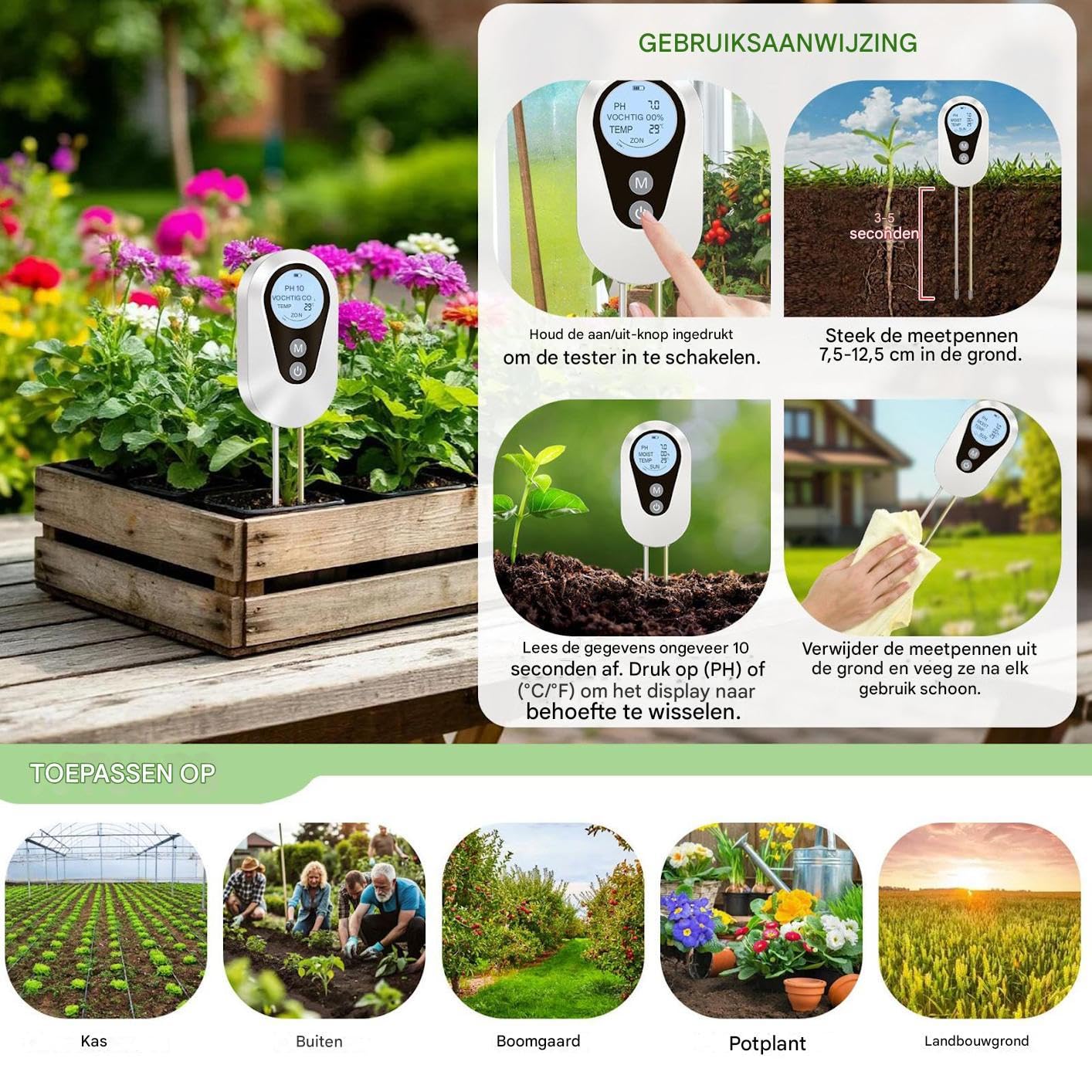 Compteur de sol 4 en 1 Outils de jardinage agricole