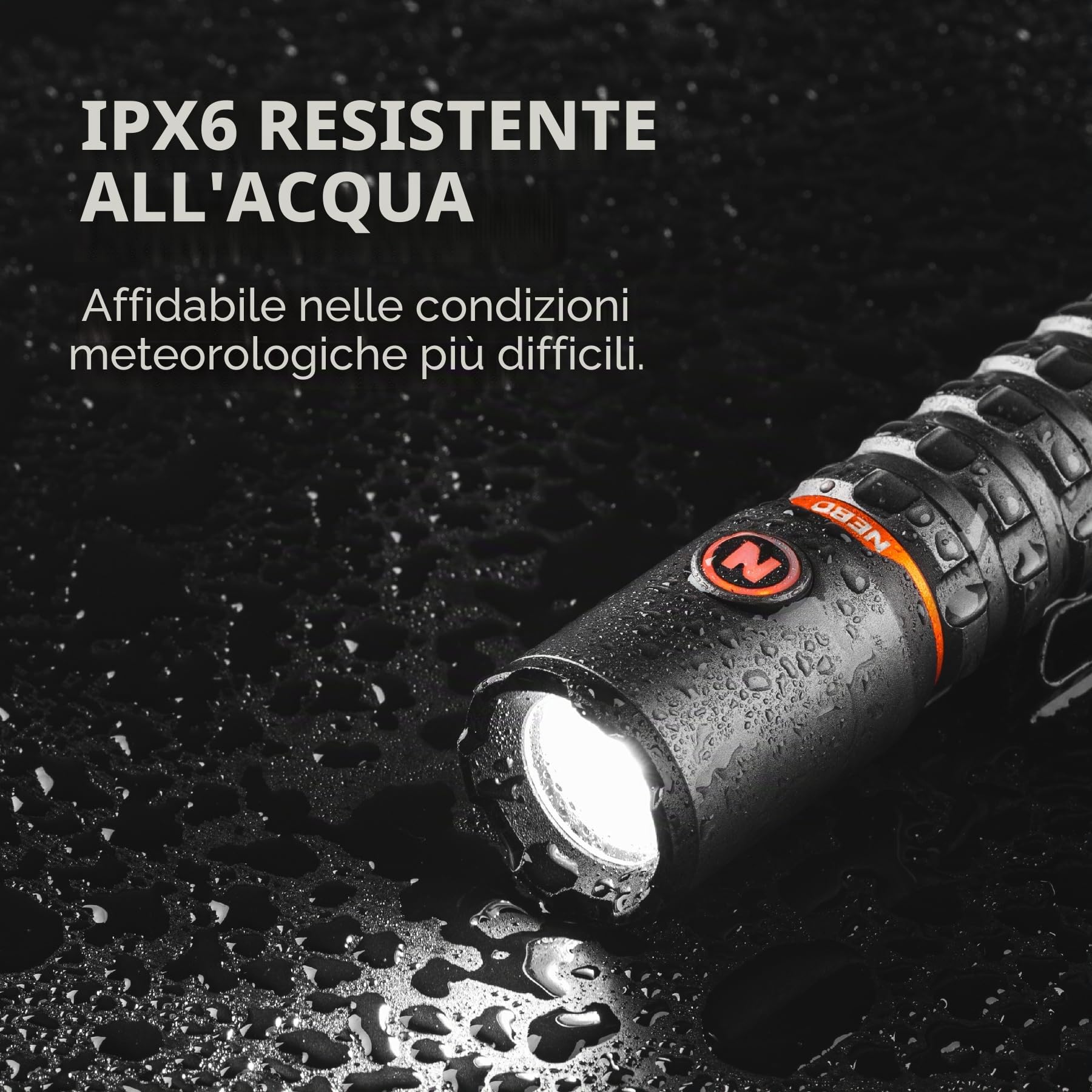 NEBO Torchy 2K - Torcia Tascabile e Luce da Lavoro - Torcia da Campeggio Ricaricabile USB-C - Con 5 Modalità di Illuminazione - Fino a 30 Ore di Utilizzo,Nero