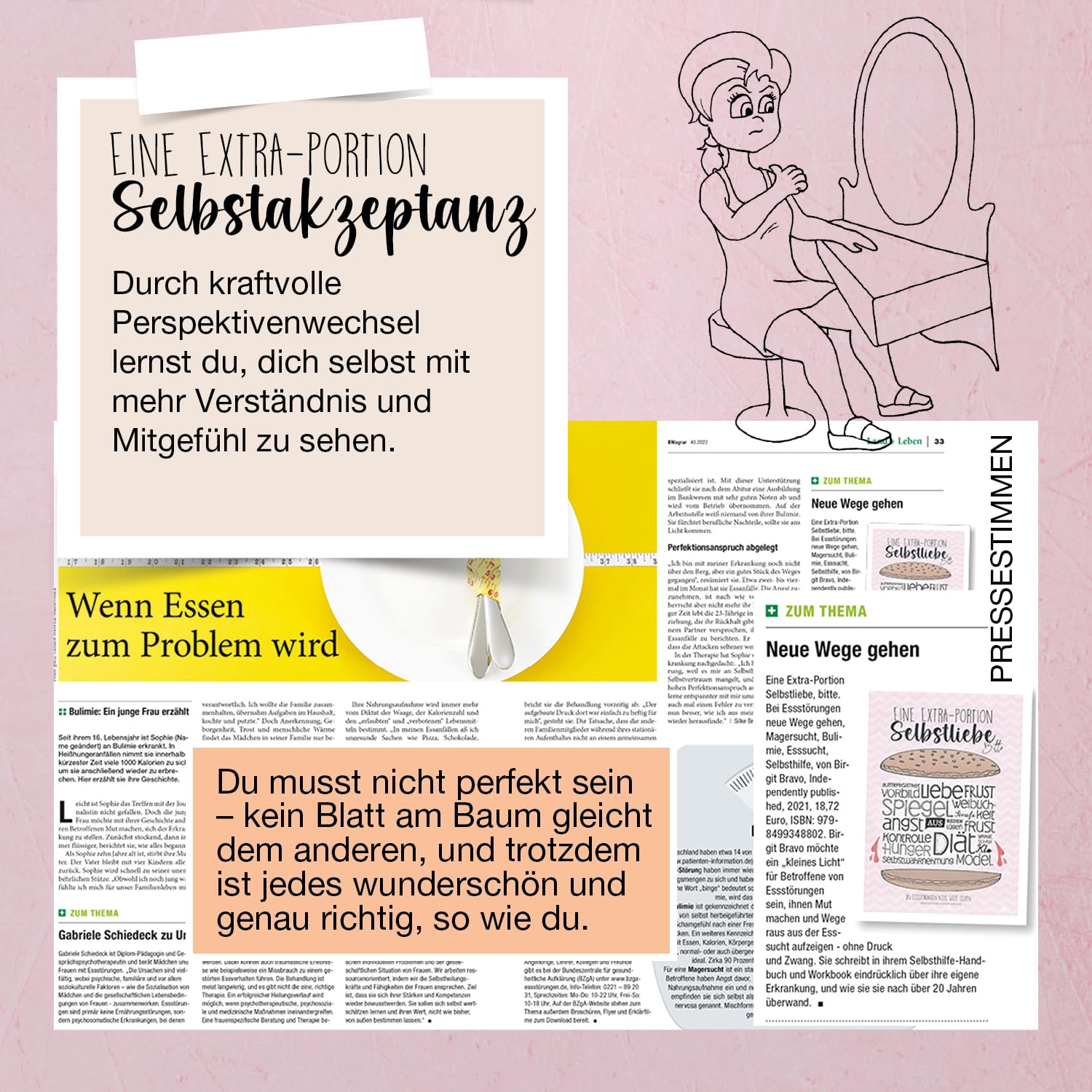 Eine Extraportion Selbstliebe, bitte. Bei Essstörungen neue Wege gehen: Magersucht Selbsthilfe, Bulimie Selbsthilfe, Esssucht Selbsthilfe.