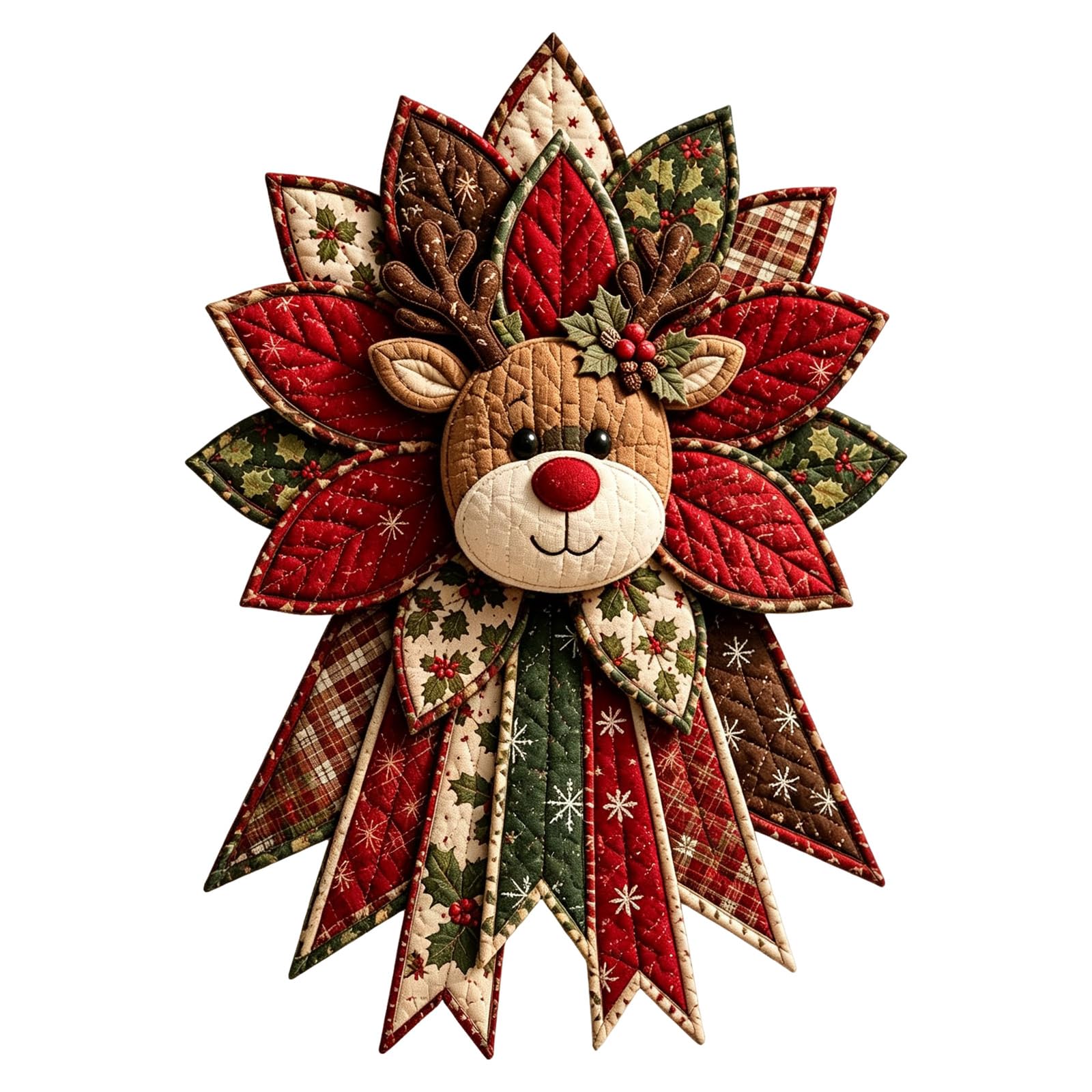 Festive Quilted Christmas Door Hanging DIY Sewing Kit, Christmas Quilted Bow DIY Kit with Fabric, Batting, Thread, Templates & Instructions, Patchwork Hanging Decor Kit for Door Wall Display (# F) — image 1