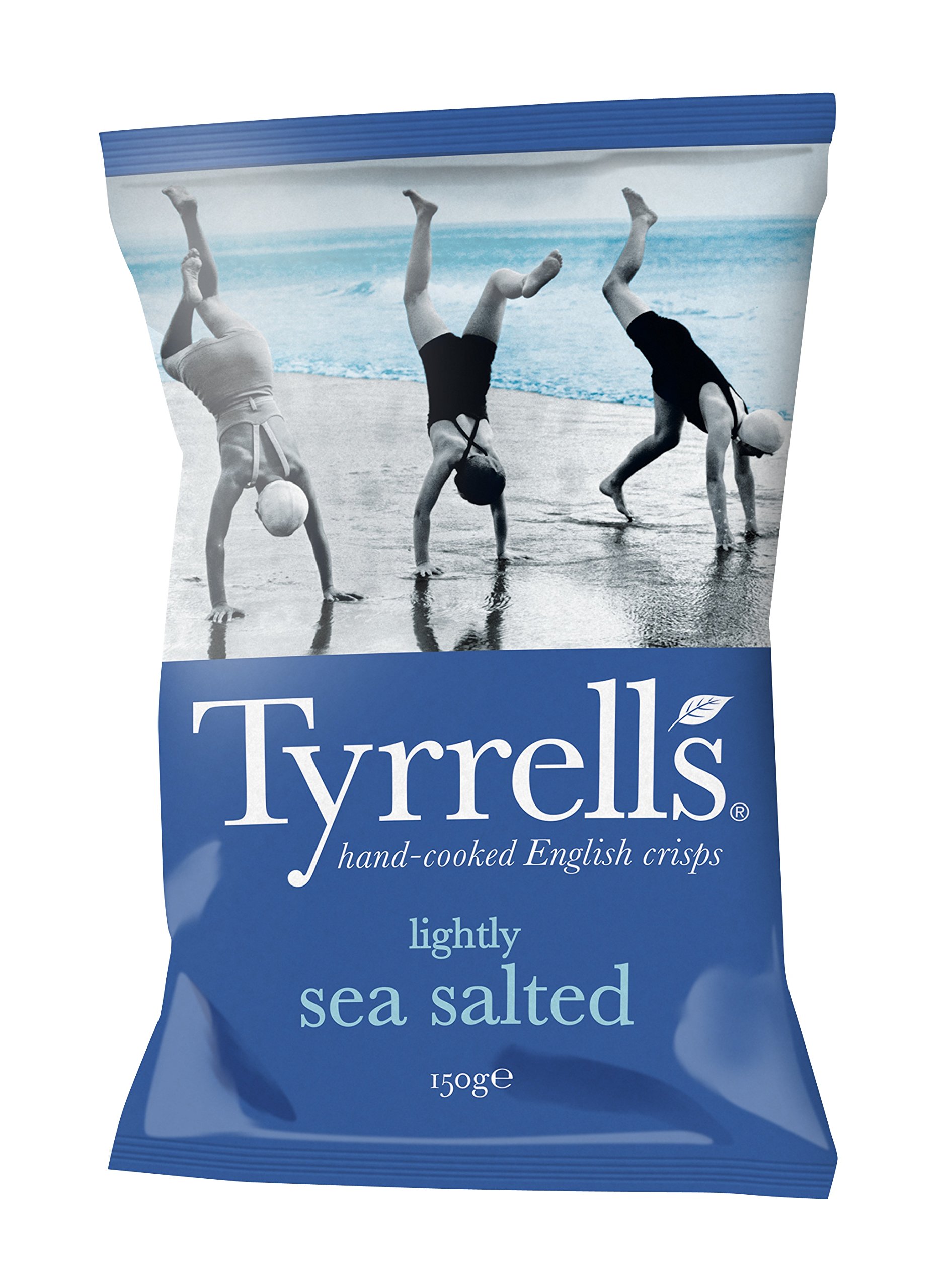 Tyrrells Crisps LIGHTLY SEA SALTED 150g (Multipack BOX of 8 Bags) - Hand-cooked & spun for an exquisite fresh taste. No artificial ingredients (No artificial flavour, colours or MSG)