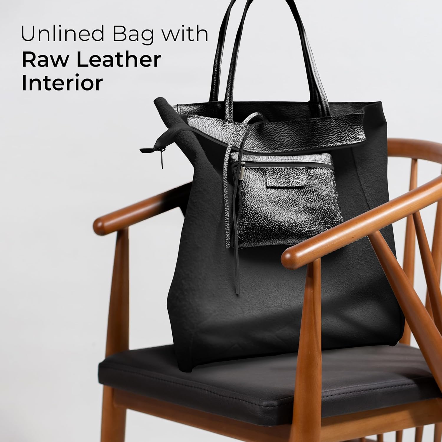 Italian Metallic Calf Leather Tote Bag for Women with Zipper, Inner Pocket & Flat Base | Soft Unlined Shopper Handbag - Image 6