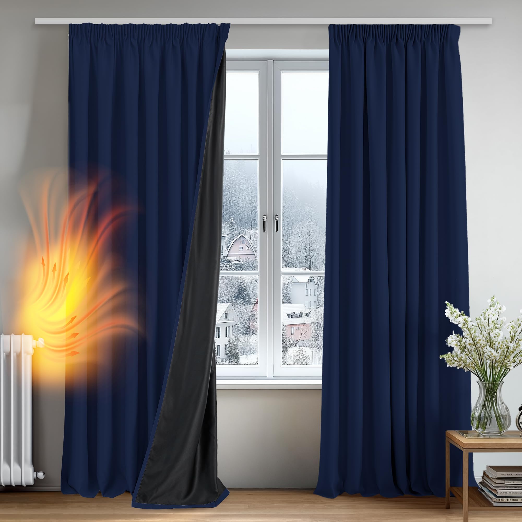 Deconovo 100% Verdunklungsvorhänge Blickdicht Vorhänge mit kräuselband Gardinen Wohnzimmer Vorhang Verdunkelung Thermovorhänge gegen Hitze Wärmeisolierend