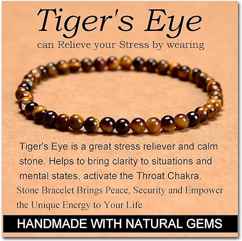 Vista 704 de MASSIVE BEADS Pulsera elástica de yoga hecha a mano con piedra natural, cristal curativo, energía, regalos para adultos unisex de 0.157 in, 0.236