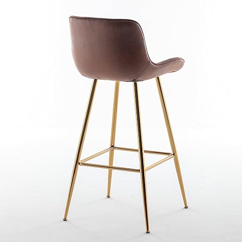 Miniatura 6 de Sidanli Gold Bar Stools Set of 2, Brown Bar Chairs with Velvet Upholstered, Stools for Kitchen Counter.