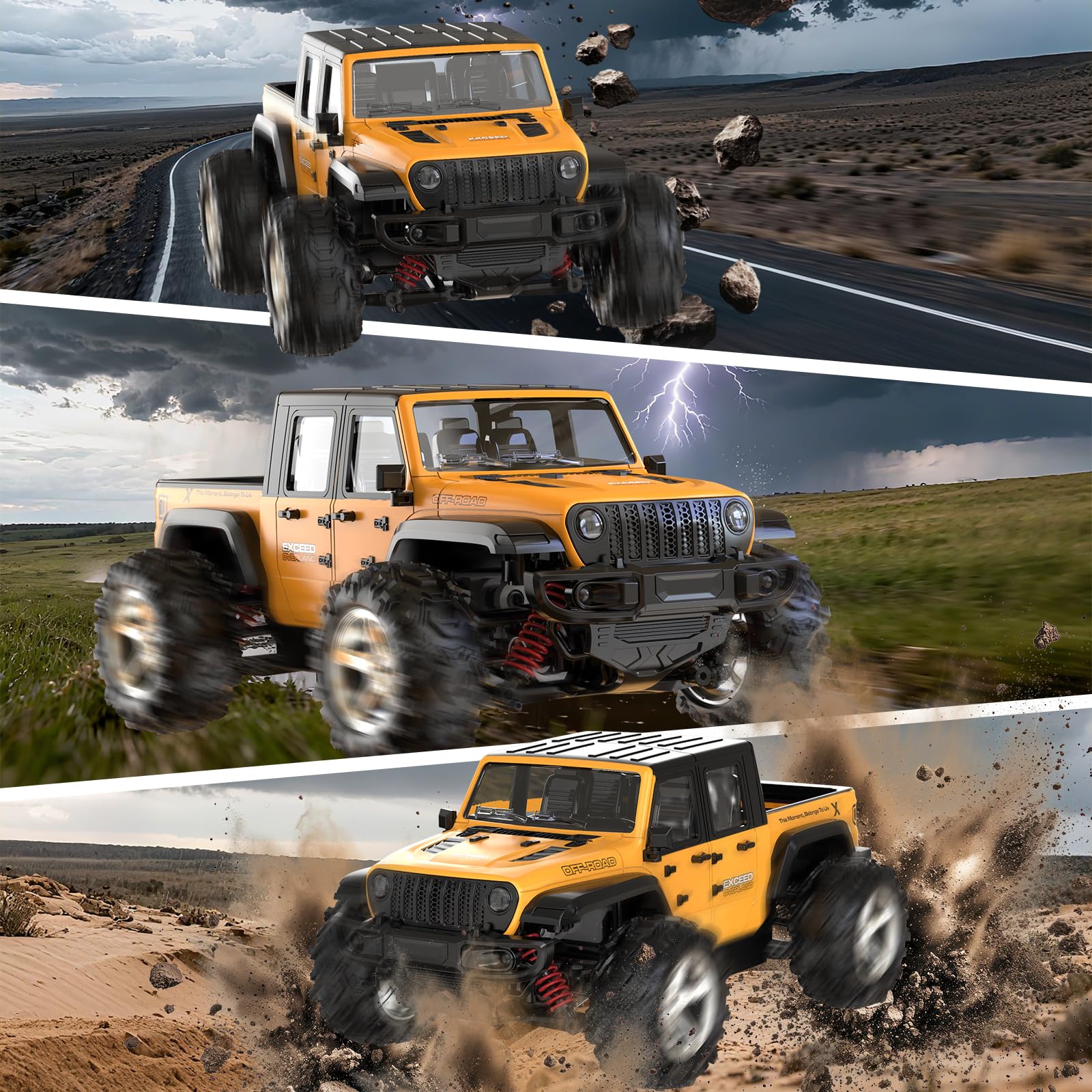 FEIMUOSI Voiture Télécommandée Car Fast Truck : Voiture RC 35 km/h 2,4 GHz 4 Roues Motrices Tout-Terrain Crawler Jouet pour Enfants et Adultes Cadeaux d'anniversaire ou de Noël