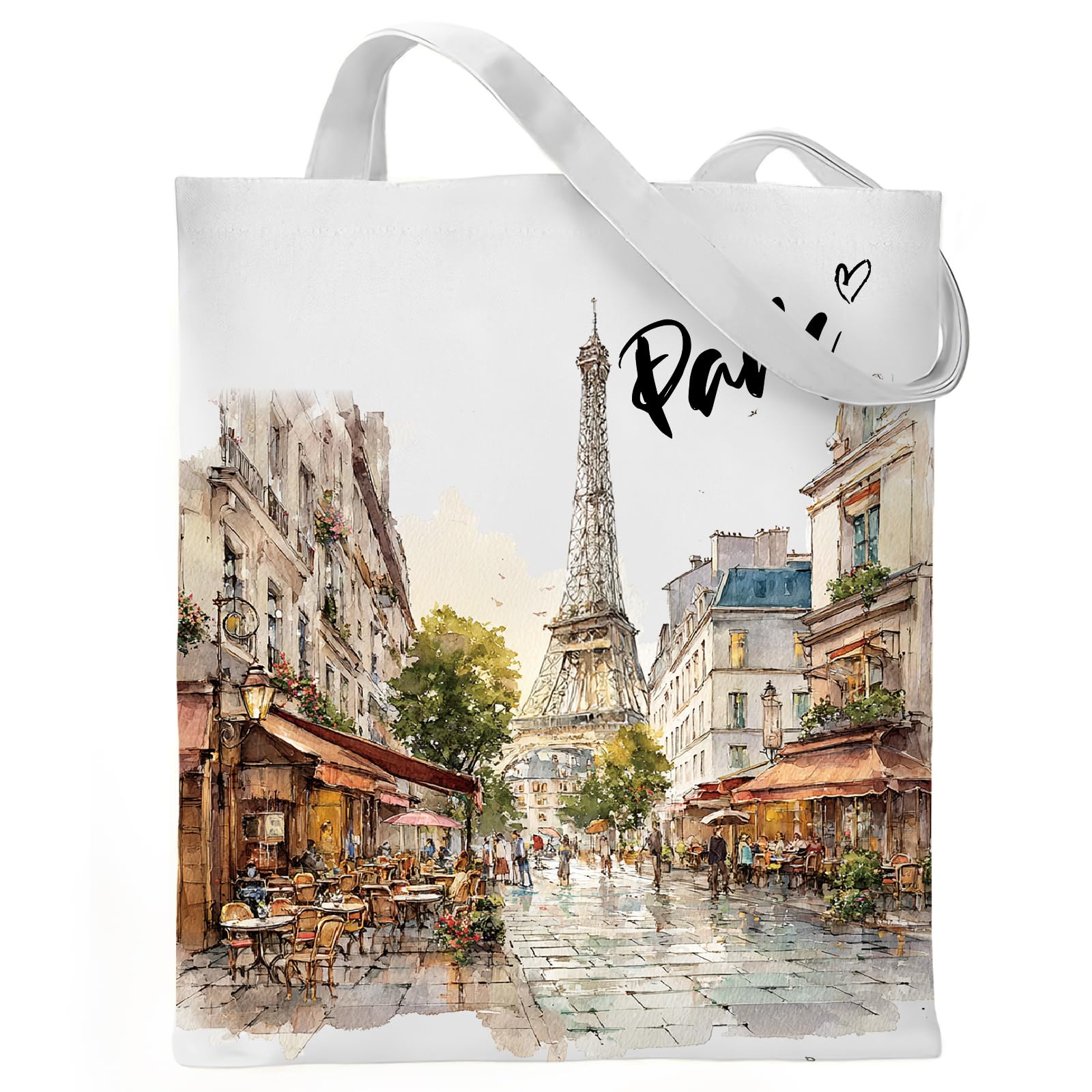 Paris Gifts Tote Bag - Travel Souvenirs from France Cotton City Themed Totes Reusable Grocery Bags for Shopping Beach Aesthetic Handbag Christmas New Year Birthday Gift for Women Mom Daughter