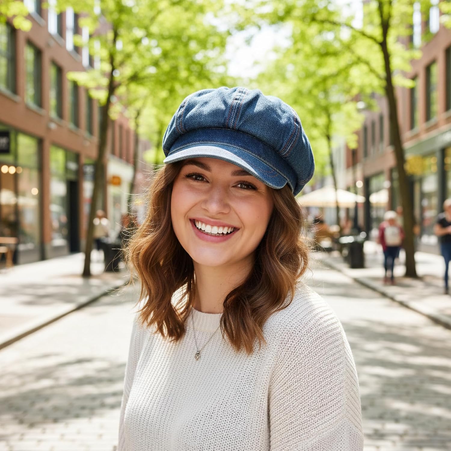 Slouchy Denim Newsboy Hats for Women, Baggy Jeans Baker Boy Flat Caps Slouchy Cabbie Hat - Image 4