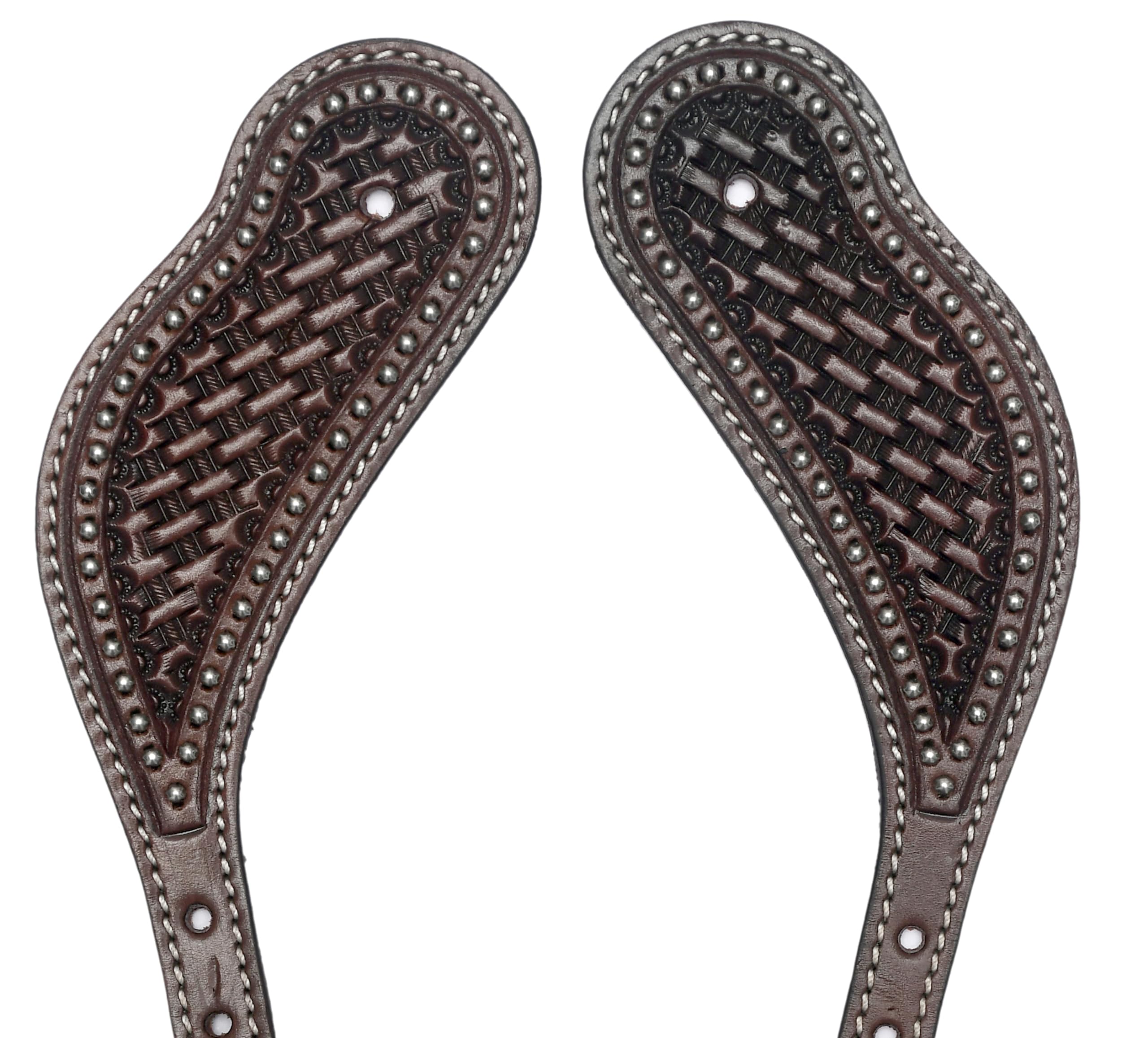 BLACK HOOF Sporenriemen aus Leder mit silbernen Punkten für Reiter | Westernmänner, Frauen, verstellbare einlagige Sporenriemen | Reitzubehör (dunkelbraun)