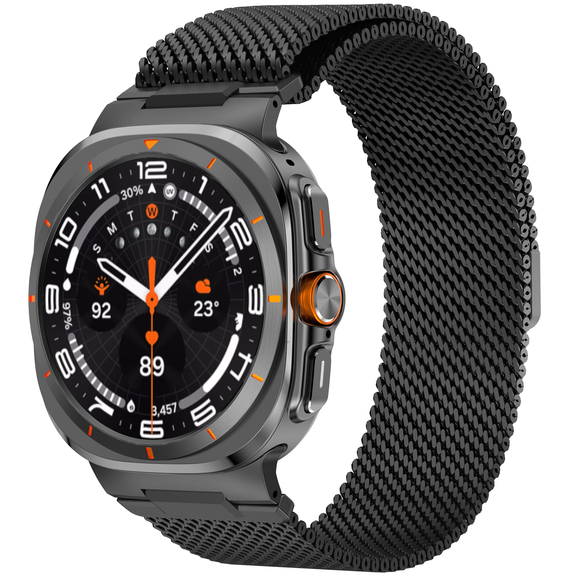 Photo 1 of Rugged Stainless Steel Milanese Loop Compatible for Galaxy Watch Ultra 47mm, Strong Magnetic Clasp Metal Strap for Men Women, Adjustable Milanese Mesh Band for Samsung Watch 7 Ultra Band/Watch 8 Ultra Band (2025/2024)