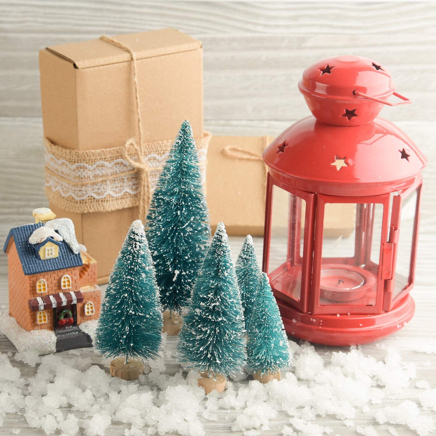 Gesar 9 Mini Alberi Di Natale Artificiali Con Neve – Abeti LED 7-20 Cm – Decorazioni Tavolo E Casa