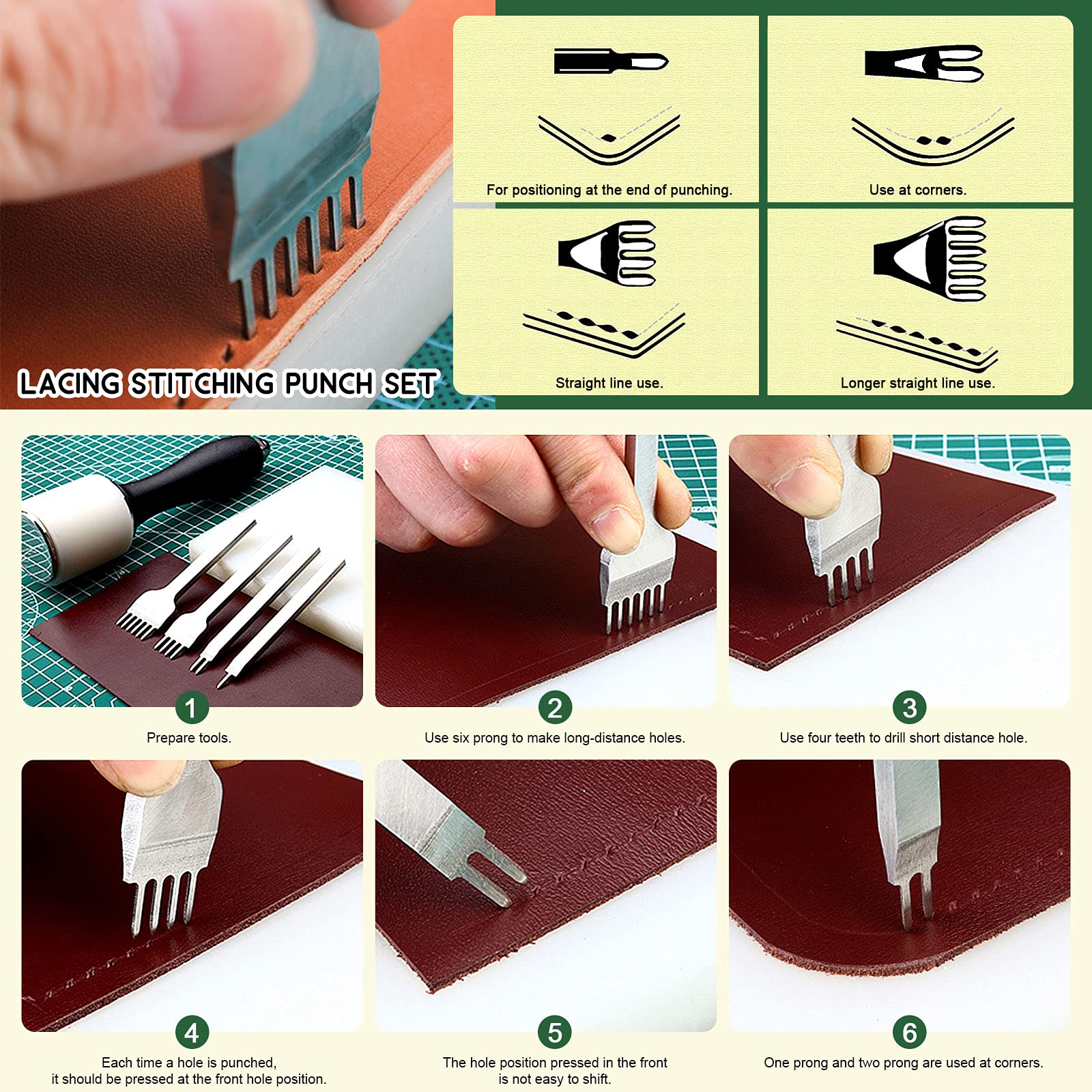 Keadic Professionelle Leder Arbeitswerkzeug Set enthalten Leder Schneidwerkzeug,4mm Schnürung Nähen Punch Set und verstellbarer Trennflügel Kompass, Lederkraft Kits für Leder Handwerk machen DIY Nähen