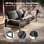 Aluminum Outdoor Patio Furniture Set, 7 Seats Outdoor Sectional with Coffee Table, Patio Conversation Sets with Upgraded Armrests and Cushions for Backyard, Garden and Poolside
