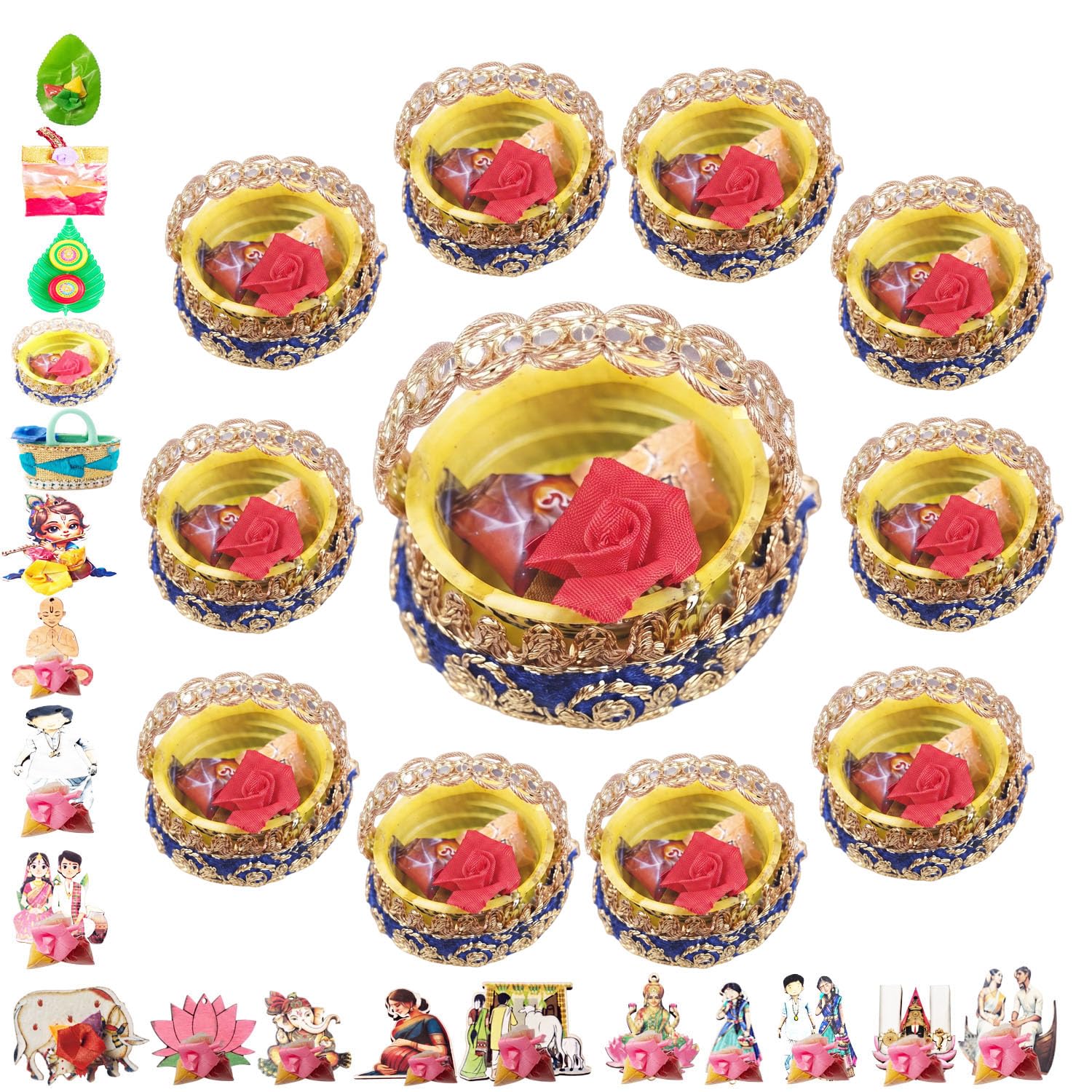 SAI Balaji Bottle Cap Model Haldi Kumkum Pouch Gift Set – Pack of 11 – Return Gifts for Pooja, Festivals, Weddings, Housewarming, Thamboolam, Celebrations & Auspicious Events-image-4