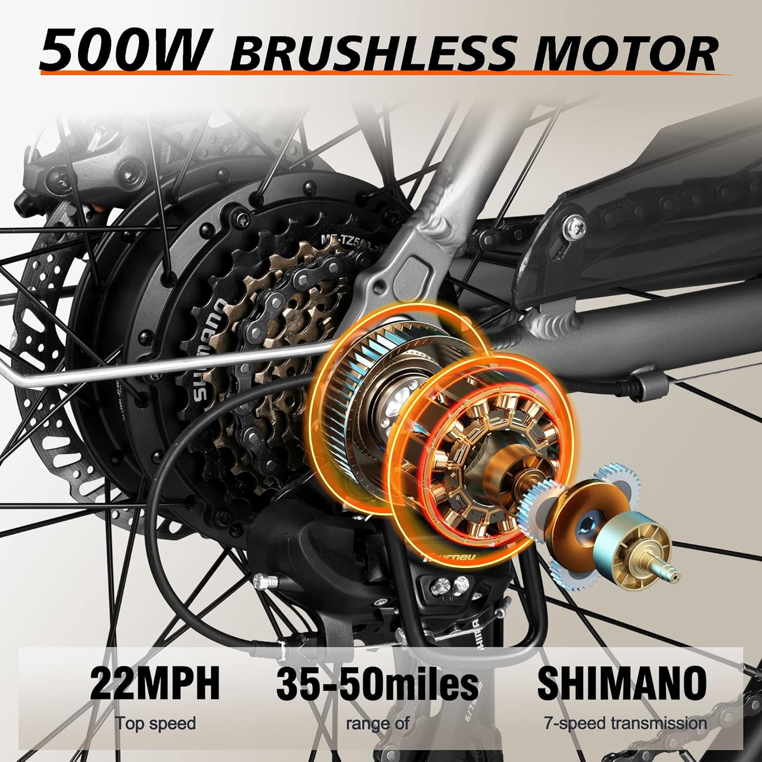 ACTBEST Core Electric Bike for Adults - 468Wh Removable Battery, 26 inch Step Thru Electric Bicycle, 350W(Peak 500W) Brushless Motor Cityrun Ebike, with 7 Speed, Up to 50 Miles, E-Bikes