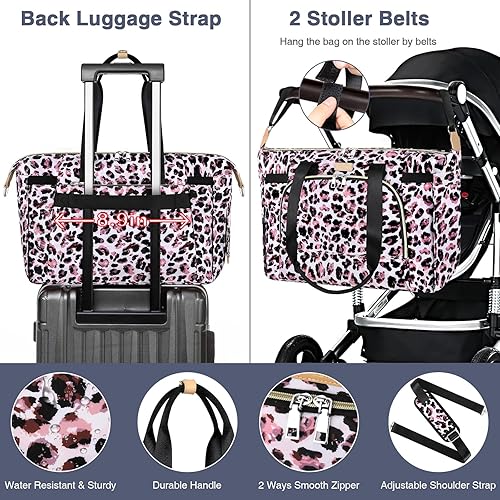 Miniatura 6 de ITIEZY Bolsa de pañales tipo tote para bebé - Bolsa grande para mamá con cambiador portátil, estuche para chupete, bolsas de hospital, bolsa de