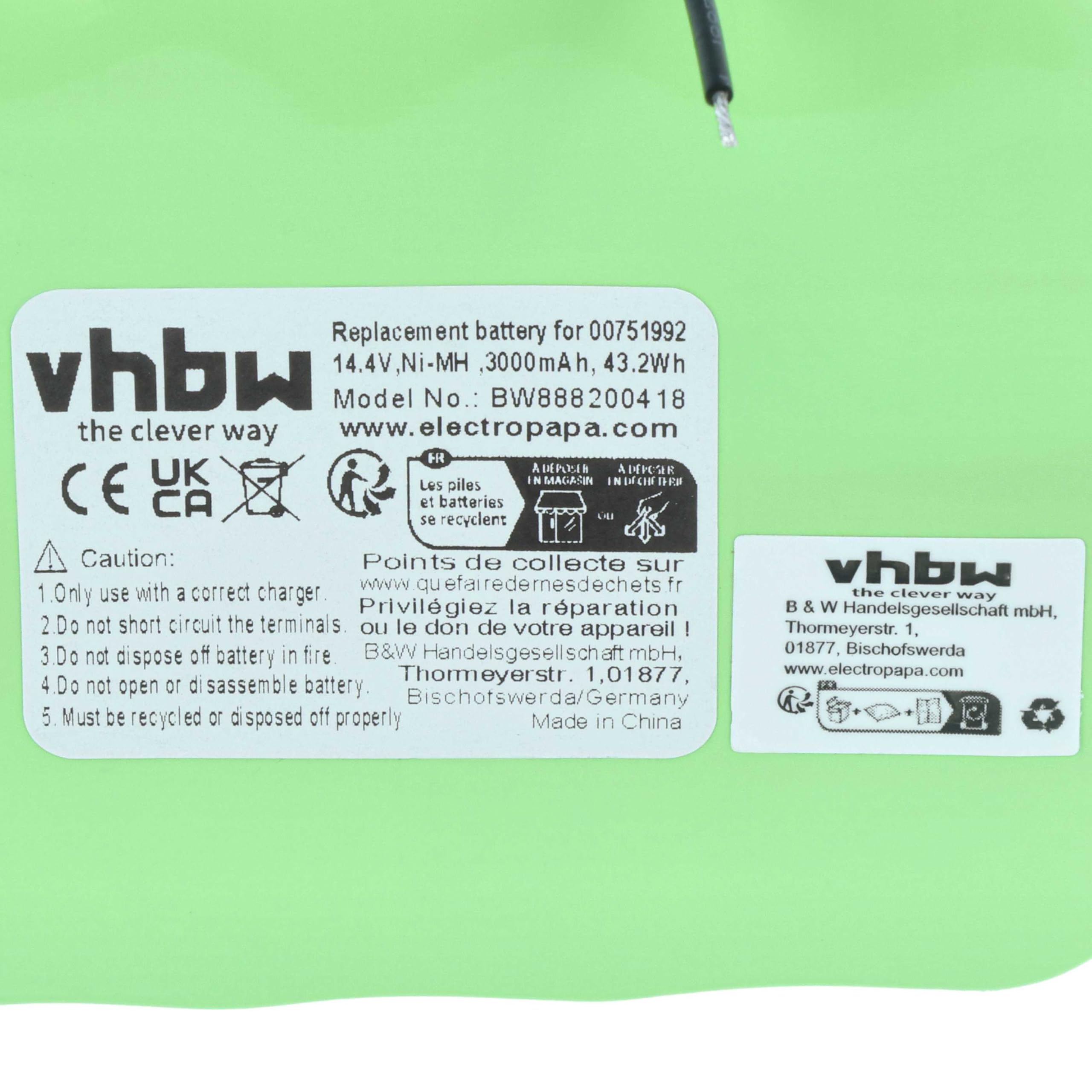 vhbw Akumulator kompatybilny z Shark SV726N (14,4 V) | SV726N, Sweeper SV70 odkurzacz (3000 mAh, 14,4 V, NiMH)