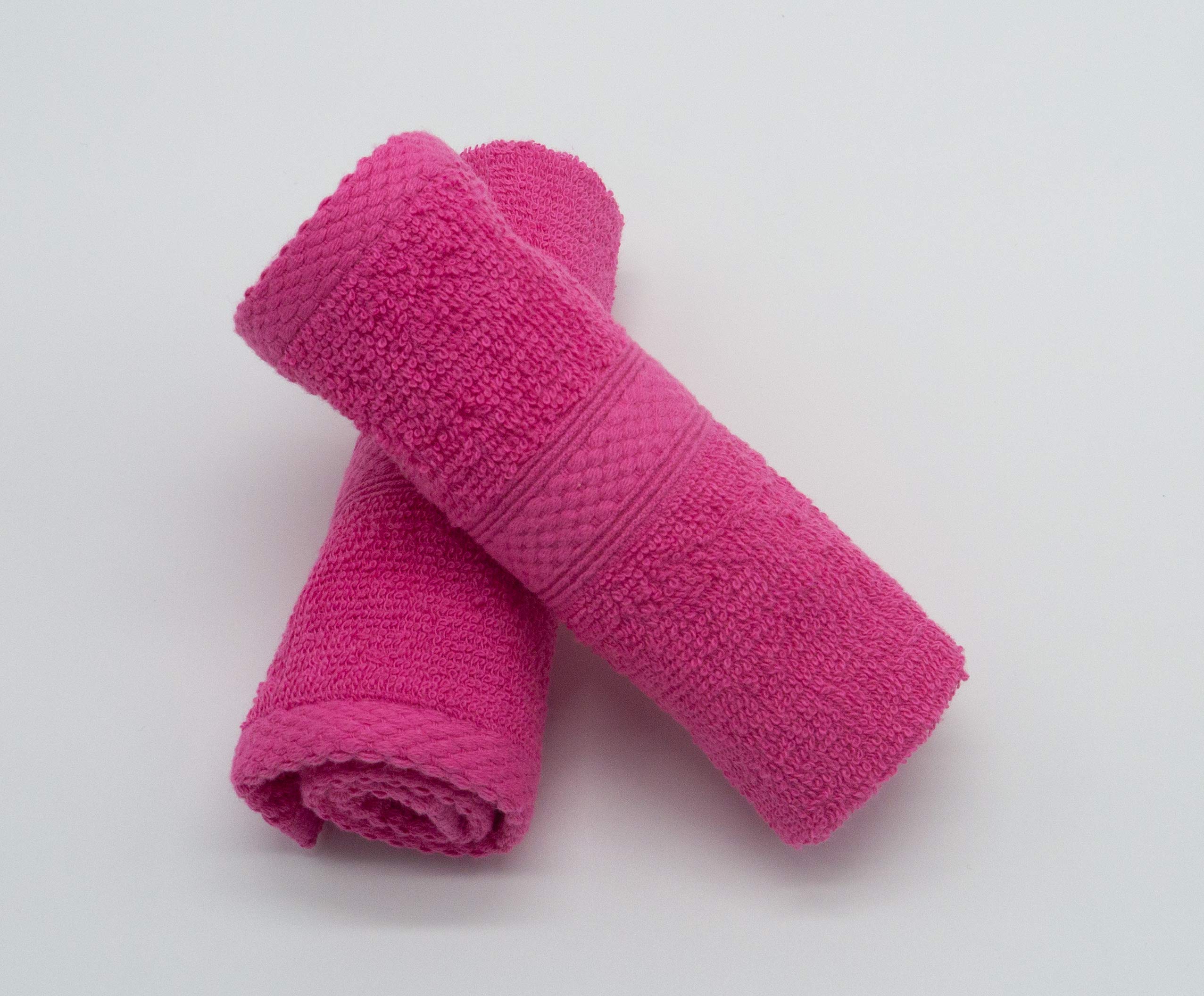 Lex's Linens Pack of 2 100% Combed Cotton Hot Pink Pack Facecloths