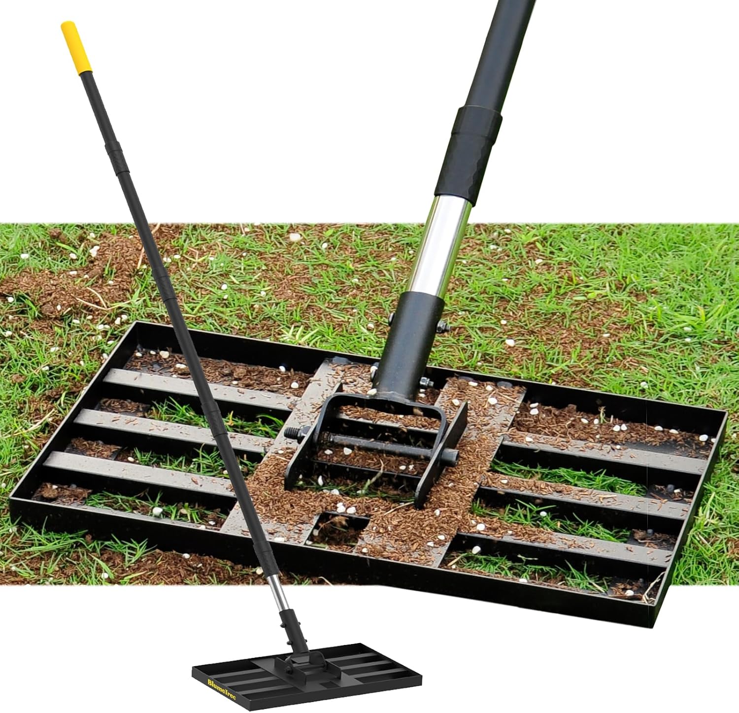 Lawn Leveling Rake, 17"x10" Heavy Duty Sand Leveling Tool with 6.7FT Stainless Steel Long Handle, Golf Rake for Soil, Compost, Gravel, Lawn Leveler for Yard, Garden, Landscaping Level Tool 6.7FT 17"x10"