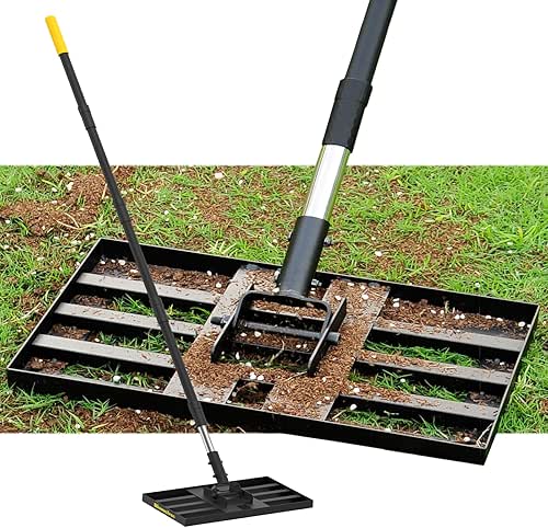 Lawn Leveling Rake, 17"x10" Heavy Duty Sand Leveling Tool with