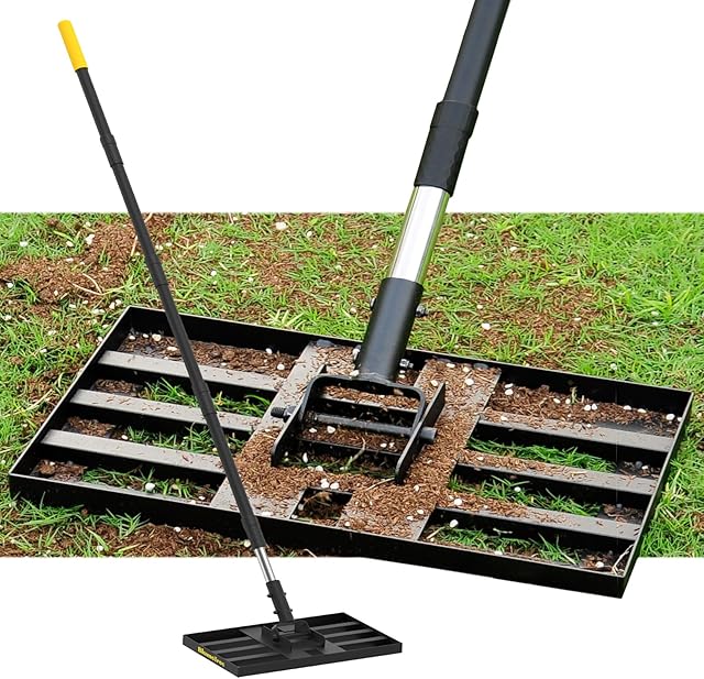 BlumeTrec BlumeTrec Rasen-Nivellierungsrechen, 2,04m, 43 x 25 cm, Nivellierwerkzeug, robust, müheloses Rasen-Nivellierwerkzeug, Stahlgriff, Rasennivellierer für Hof, Garten, Golfplatz, ei... — Rasenpflege