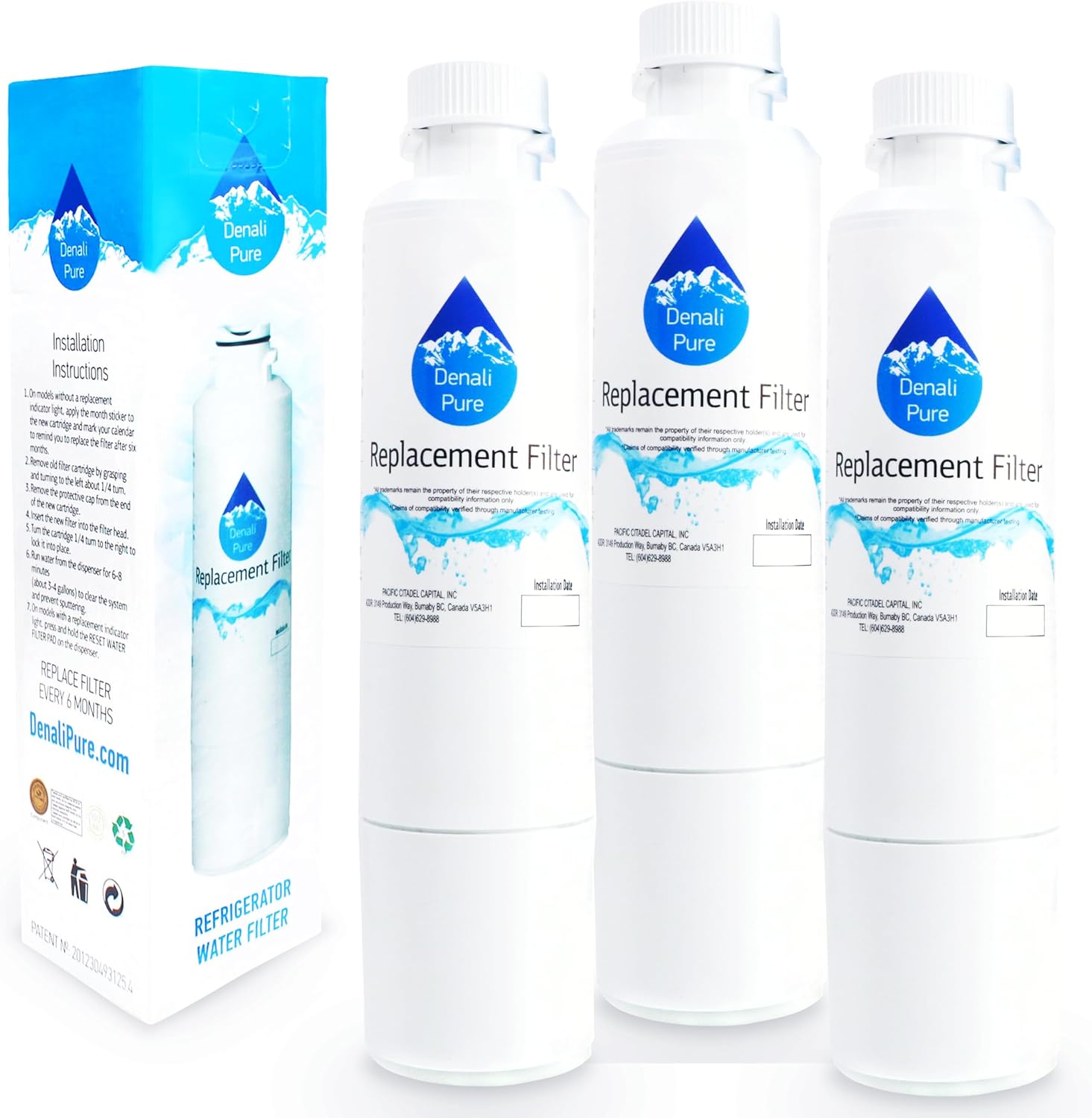 3-Pack Replacement for Samsung RS261MDWP/XAA Refrigerator Water Filter - Compatible with Samsung DA29-00020B, DA29-00020A, HAF-CIN Fridge Water Filter Cartridge
