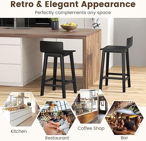 Miniatura 9 de Giantex Juego de 2 taburetes de bar de 24.5 pulgadas, taburetes de bar de altura de mostrador con respaldo bajo y reposapiés, sillas de comedor de