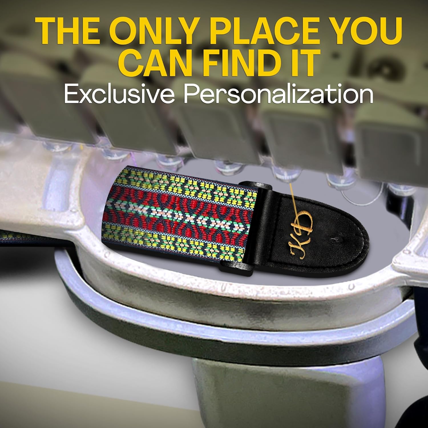 Personalized Guitar Strap California Weave Vintage including - 2 Picks + Locks + Secure Button. Add Your Text and We Make It Especially For You Get Your Own Custom Strap, No Shipping Cost!