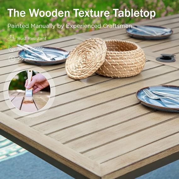 PHI VILLA Rectangle Garden Patio Table E-coating Metal Steel Frame