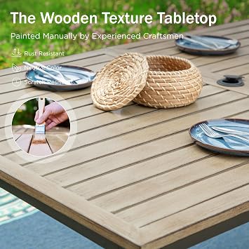PHI VILLA Rectangle Garden Patio Table E-coating Metal Steel Frame