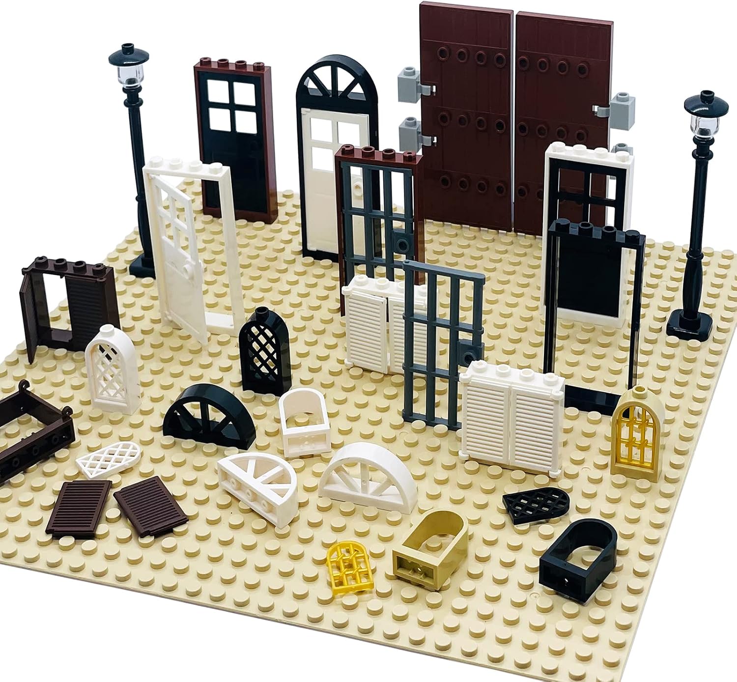 Building Bricks Kit Glasses Windows and Doors Set Accessories Compatible for Generic Classic Bricks for Kids Boys Grils Building Kits fits with Major Brands
