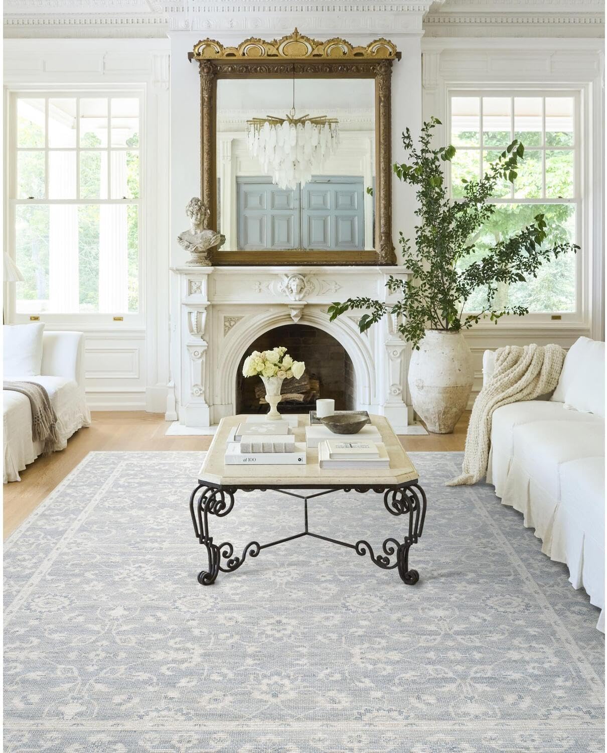 Livabliss x Nabela Noor Home Asha Traditional Oriental Area Rug, 2' x 2'11",Sky Blue/Off-White Sky Blue/Off-white 2' x 2'11" (Rectangular)