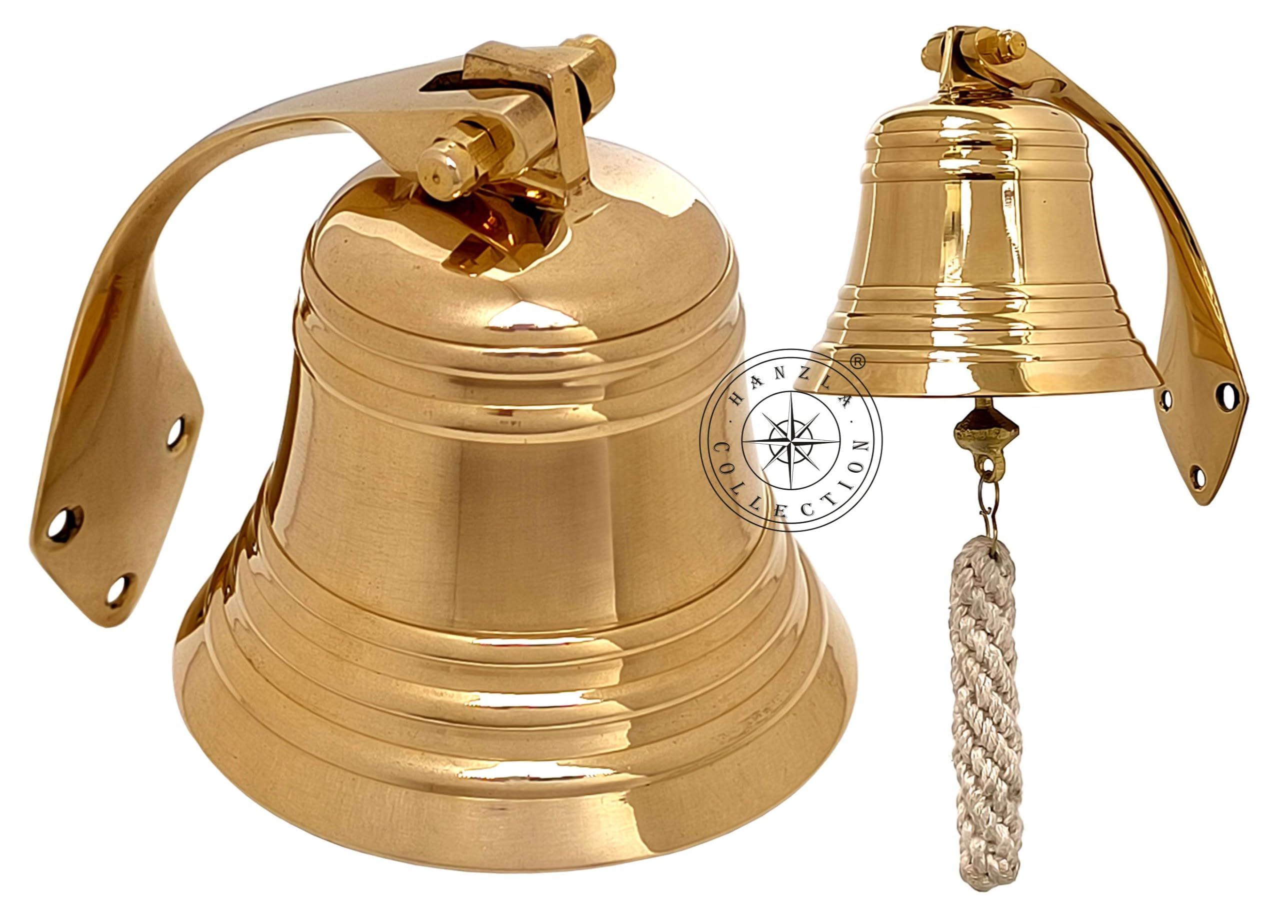 4" Solid Polished Brass Bell Marine Nautical Wall Mounted Hanging Ship Bell Perfect for Dinner, Indoor, Outdoor, School, Reception, Last Order