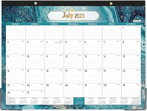 Calendario de escritorio 2023-2024, calendario de escritorio grande de 18 meses 2023-2024, julio 2023 a diciembre 2024, 22 x 17 pulgadas, bloques de
