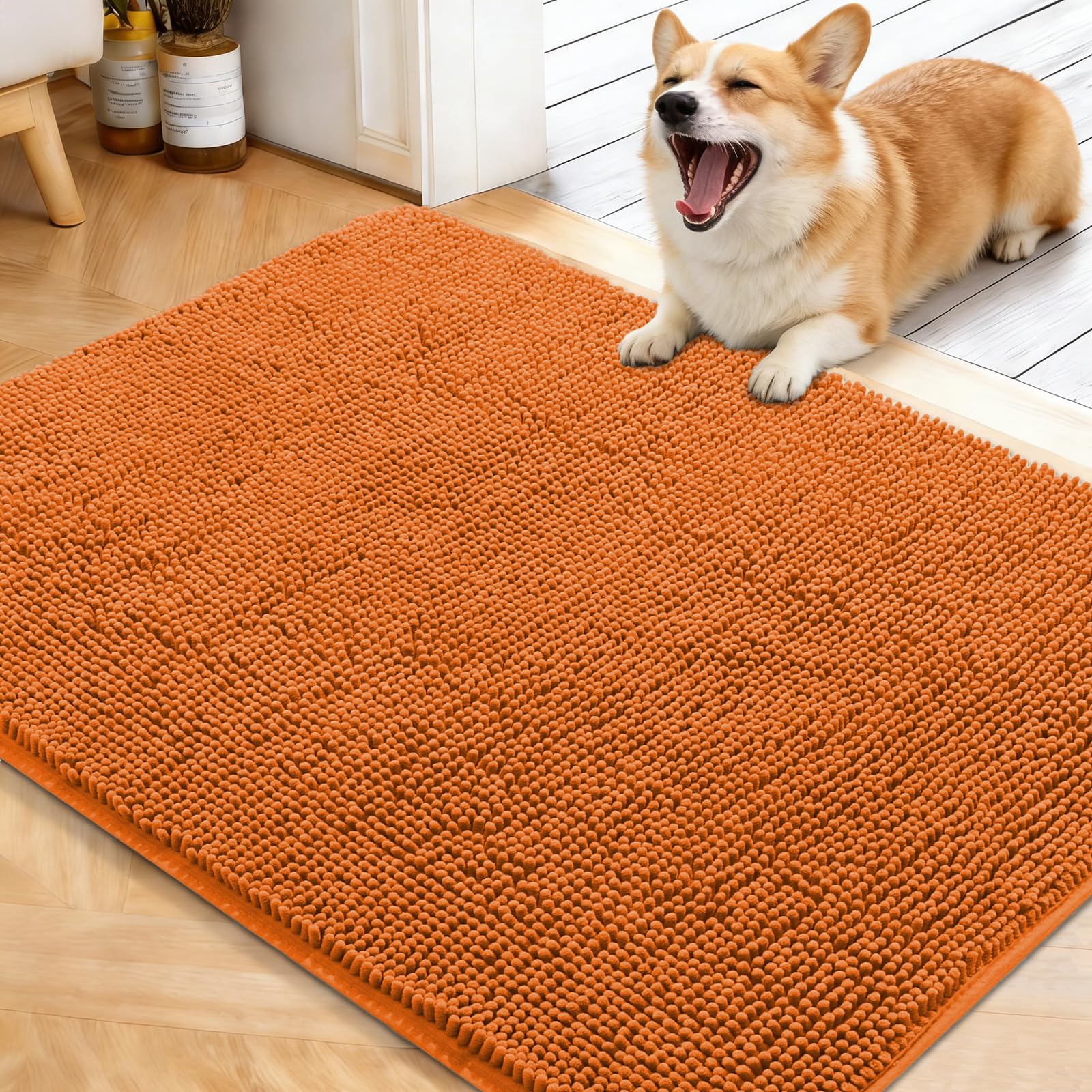 OLANLY Dog Door Mat for Muddy Paws 40x32, Super Absorbent Chenille Mud Mat