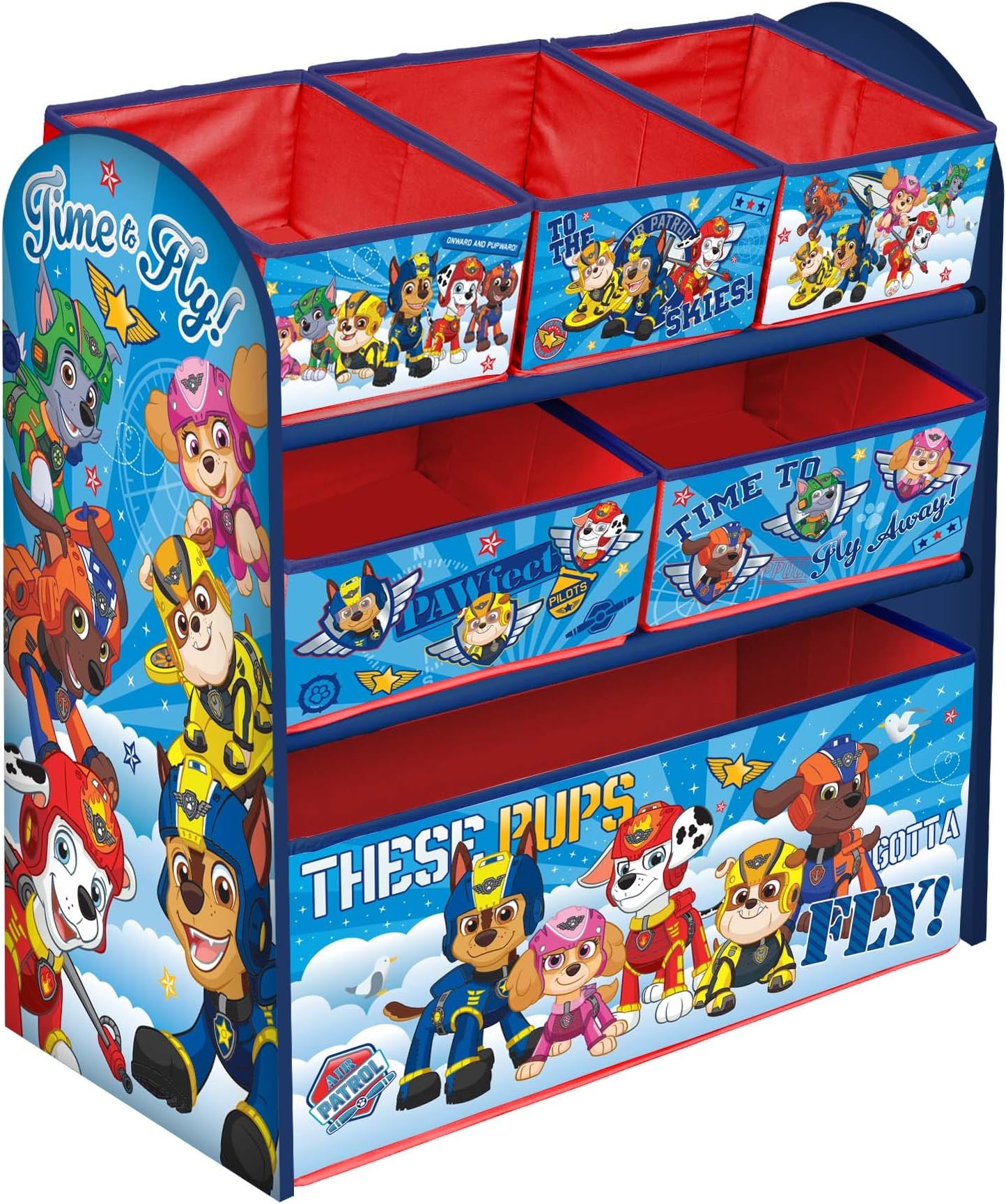 Paw Patrol Children's Toy Storage Unit Box Organiser Wooden Multi Tray - Kids Bedroom Playroom Furniture