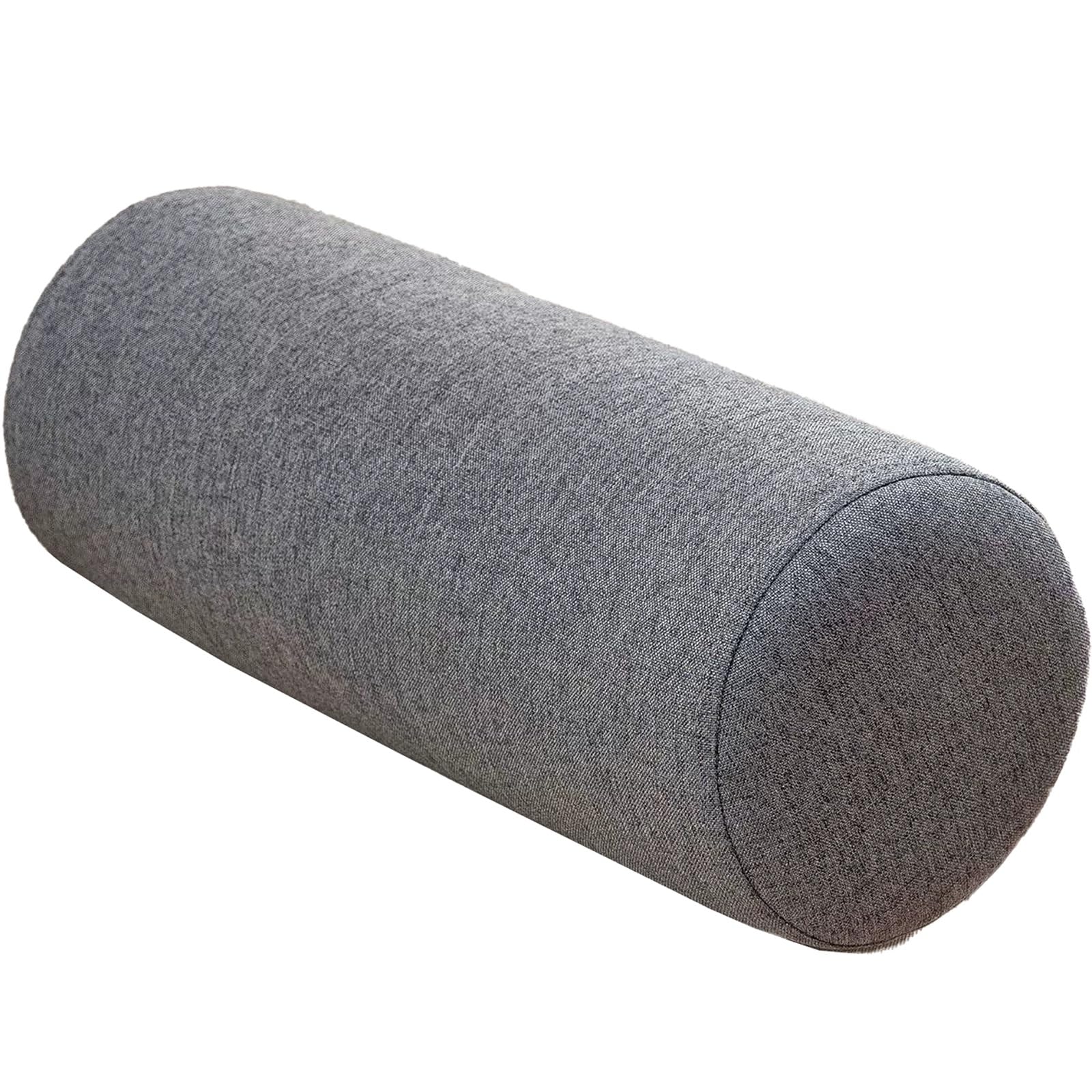 Almohada Cervical Cilíndrica del Cuello,Espuma de Memoria Cojín Cilíndrico Cojín Cervical De Soporte, Cojín Lumbar Y Cojín De Rodillas, para Dormir/Hogar/Oficina(Gris Oscuro,20cmx60cm)