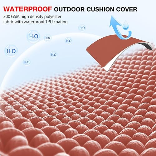 Miniatura 5 de Favoyard Cojines para sillas de exterior de 17 x 16 x 2 pulgadas, juego de 4 cojines de asiento impermeables para muebles de patio con funda
