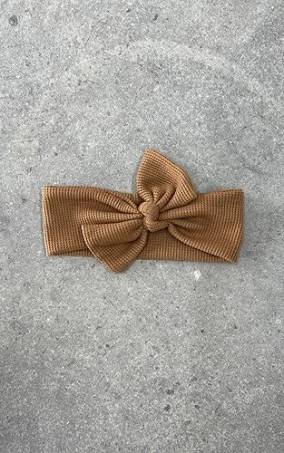Miniatura 2 de Brown Waffle Stretch Headband with Bow - Wide Baby Headwrap - Brown Baby Headband - Newborn Baby Hair Bow - Baby Take Home Outfit - Fall Baby Bows