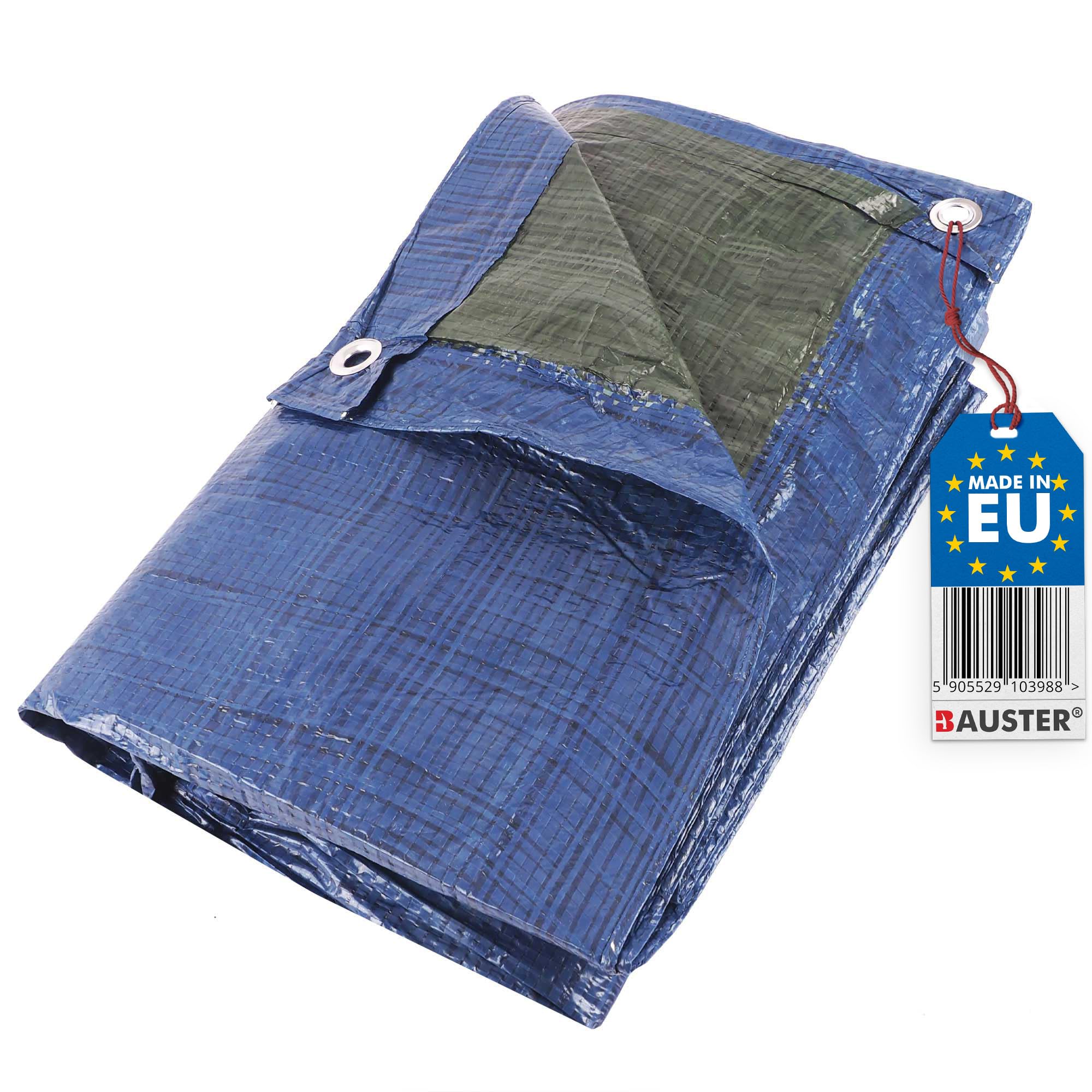 BAUSTER® Bâche De Protection En Tissu Vert - 4 X 6 M - 70 G/m² - Bâche De Protection - Bâche De Chantier - Imperméable - Avec œillets Renforcés