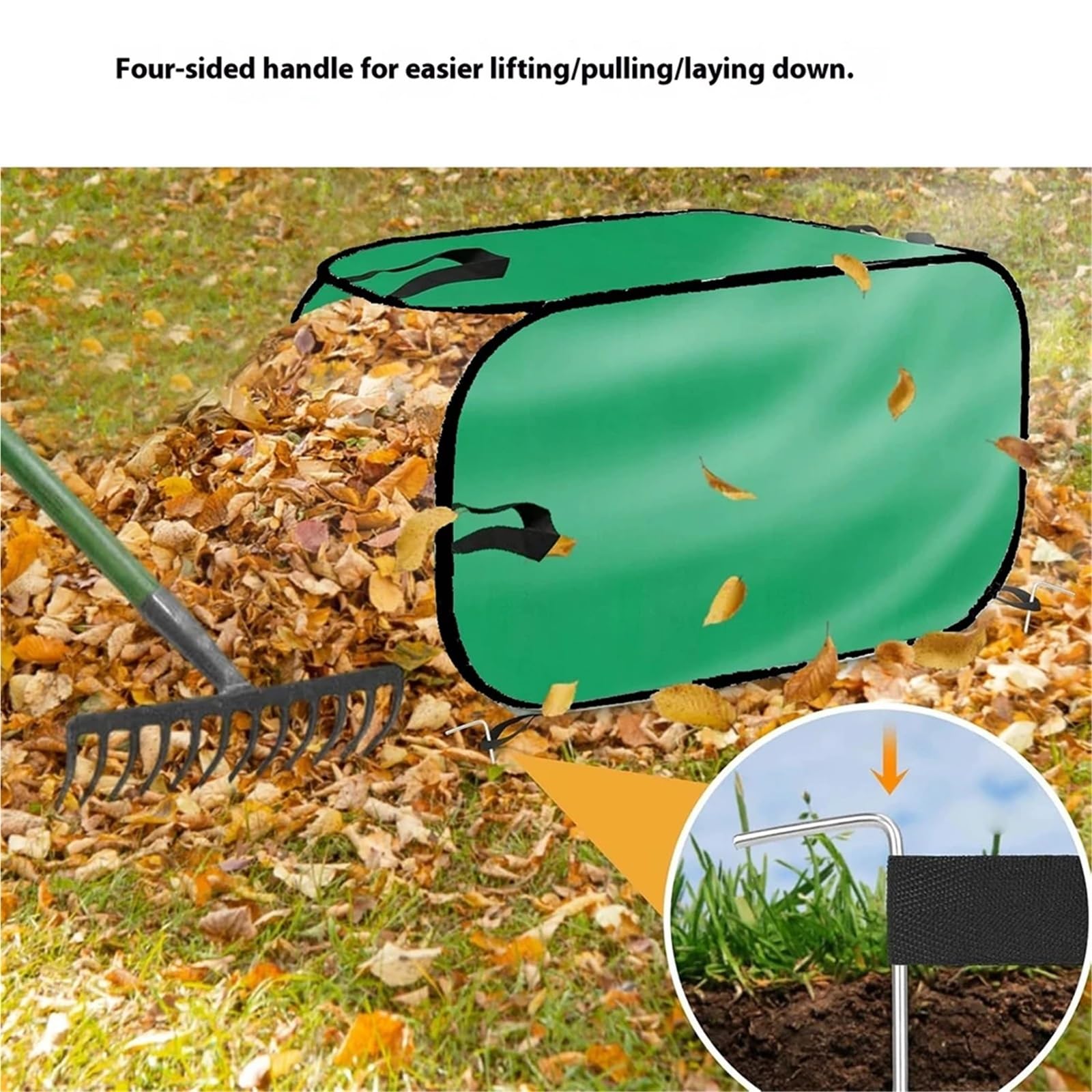 Sacos Para Escombros Bolsa de jardín plegable for recolector de hojas, basura de césped portátil con asas, saco de almacenamiento multiusos, 2 uds.