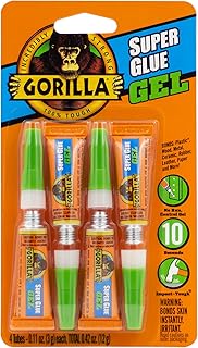 Gorilla Super Glue Gel, Four 3 Gram Tubes, Clear, (Pack of 1)
