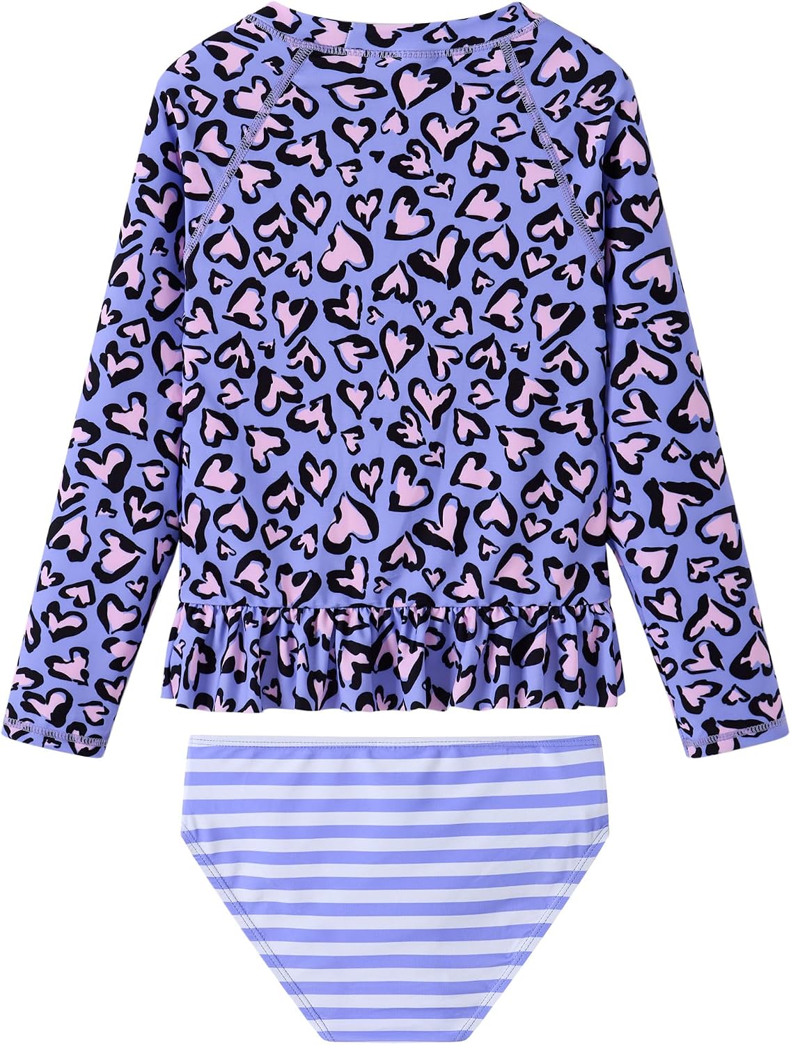 Girls Long Sleeve Rash Guard 2-Piece Swimsuit Set Bathing Suits UPF 50+ Sun Protection 3-8 Years