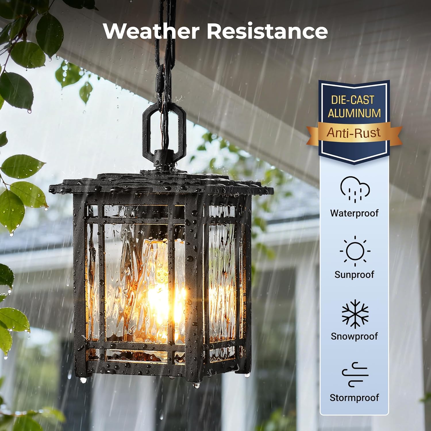 Black 1-Pack Dusk to Dawn Outdoor Pendant Light Fixtures, 5.7in Outdoor Hanging Lights with Photocell Sensor, 1-Pack Motion Sensor Porch Light with Outlet, Outside Wall Light with GFCI Outlet