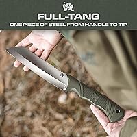 Vista 3 de ODENWOLF W Machete – Machete de supervivencia de espiga completa con funda – Cuchillo machete fuerte de acero D2 para cortar árboles, para trabajo