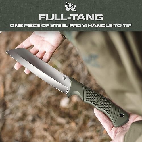 Miniatura 3 de ODENWOLF W Machete Machete de supervivencia de espiga completa con funda Machete fuerte de acero D2 para cortar árboles, para trabajo en el patio,