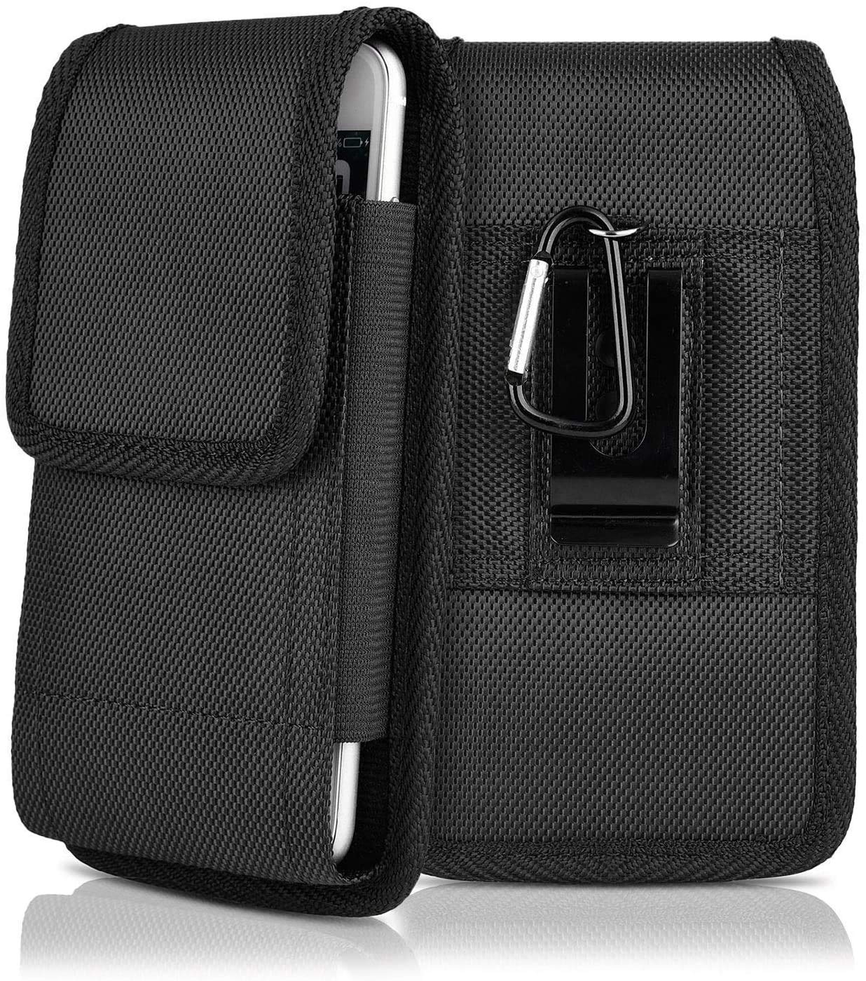 KIWITATAkiwitatÃƒ¡ iPhone Xs X Pouch Holster, Vertical Ultra Rugged Cell Phone Carrying Holster Pouch Belt Clip Case iPhone 7 iPhone 8 (Fits Phone w/Case on) Black